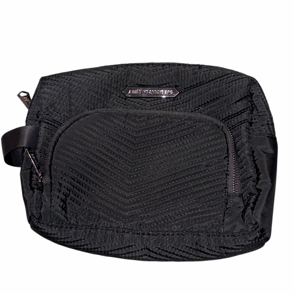 Aimee Kestenberg Quilted Black Cosmetic Bag Makeup Case Toiletries Bag